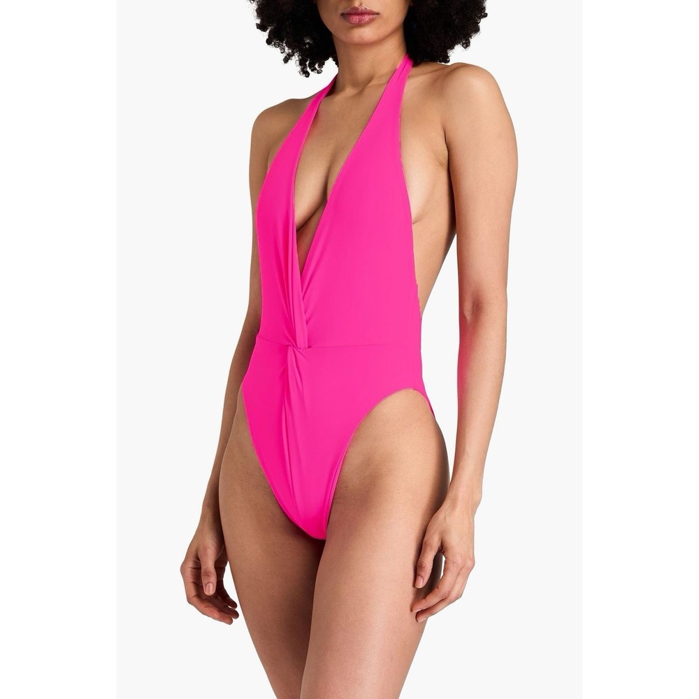 Mara Hoffman Hot Pink Halter Swimsuit | Size L | Deep V One-Piece